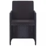 13 részes fekete polyrattan kültéri étkezőszett párnákkal