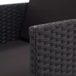 13 részes fekete polyrattan kültéri étkezőszett párnákkal