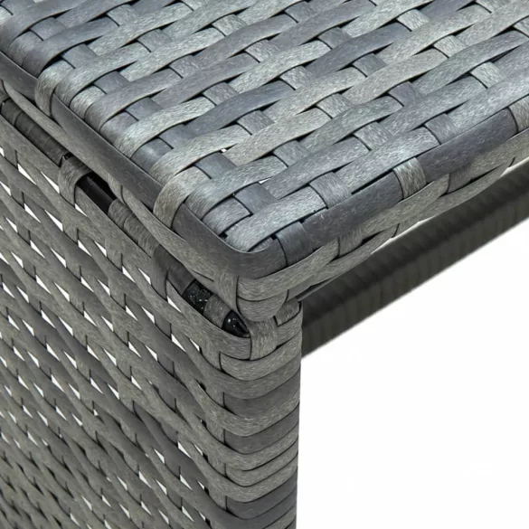 antracitszürke polyrattan dohányzóasztal 70 x 40 x 38 cm