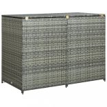 antracit polyrattan dupla tároló gurulós kukához 148x77x111 cm