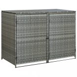 antracit polyrattan dupla tároló gurulós kukához 148x77x111 cm