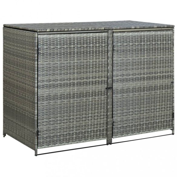antracit polyrattan dupla tároló gurulós kukához 148x77x111 cm