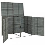 antracit polyrattan dupla tároló gurulós kukához 148x77x111 cm