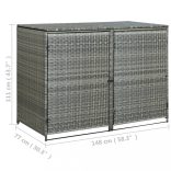 antracit polyrattan dupla tároló gurulós kukához 148x77x111 cm