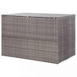 szürke polyrattan kerti tárolóláda 150 x 100 x 100 cm