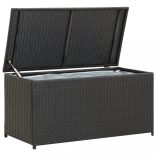 fekete polyrattan kerti tárolóláda 100 x 50 x 50 cm