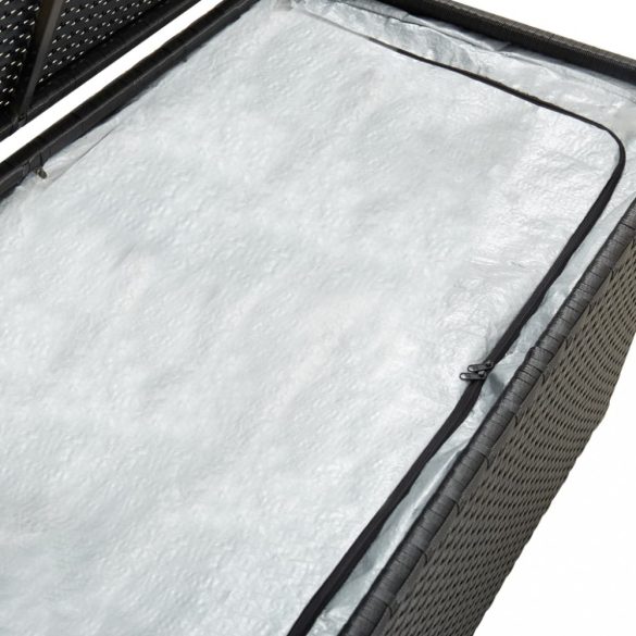 fekete polyrattan kerti tárolóláda 100 x 50 x 50 cm