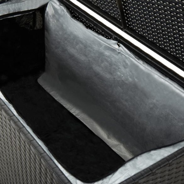 fekete polyrattan kerti tárolóláda 100 x 50 x 50 cm