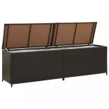barna polyrattan kerti tárolóláda 200 x 50 x 60 cm
