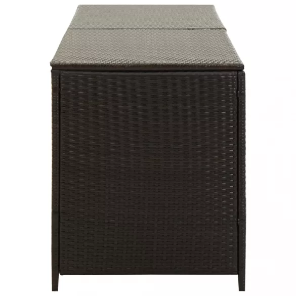 barna polyrattan kerti tárolóláda 200 x 50 x 60 cm