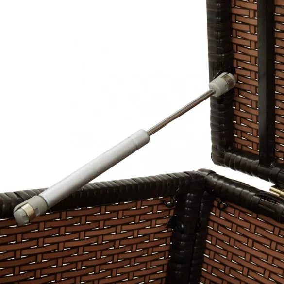 barna polyrattan kerti tárolóláda 200 x 50 x 60 cm