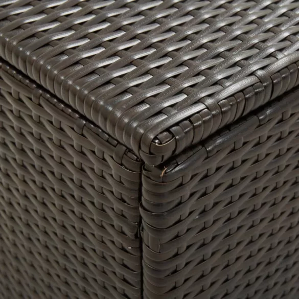barna polyrattan kerti tárolóláda 200 x 50 x 60 cm