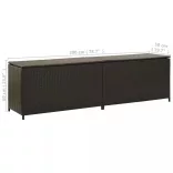barna polyrattan kerti tárolóláda 200 x 50 x 60 cm
