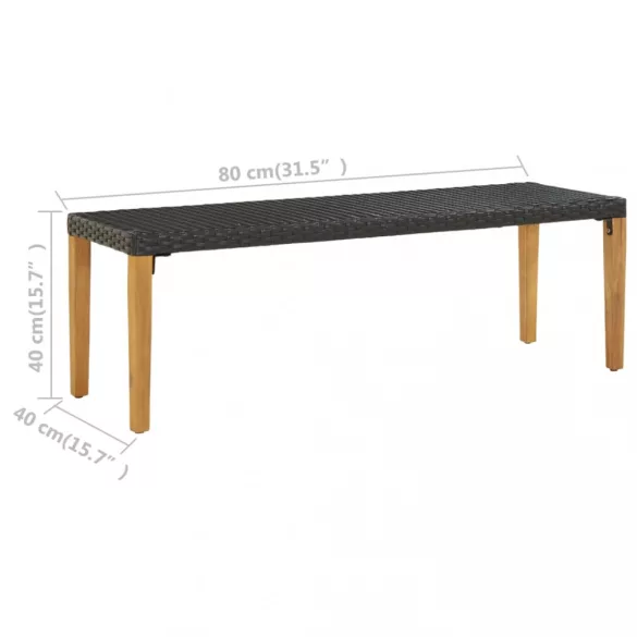 fekete polyrattan kerti pad 80 cm