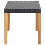 fekete polyrattan és tömör akácfa kerti pad 120 cm