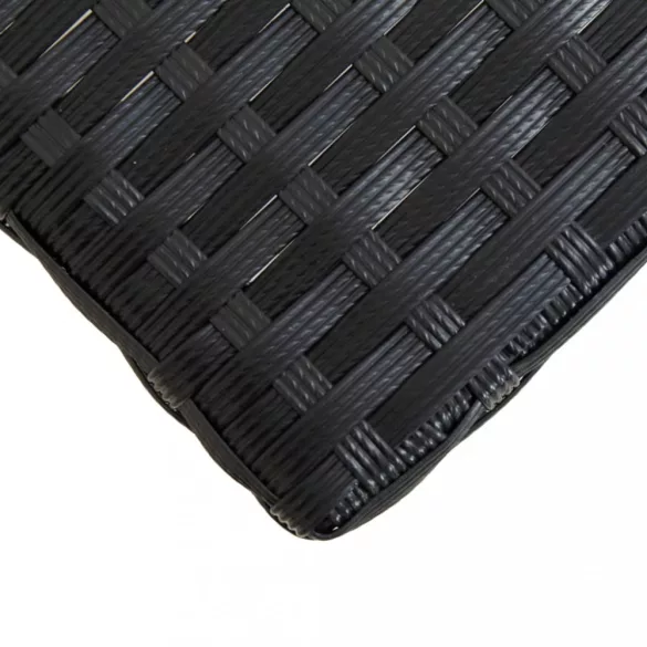 fekete polyrattan és tömör akácfa kerti pad 120 cm