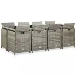 13 részes bézs polyrattan kültéri étkezőszett párnákkal