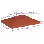 terrakotta kétszintes pavilon tetőponyva 310 g/m² 4 x 3 m