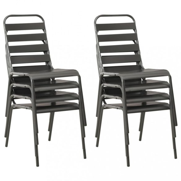 9-részes sötétszürke kültéri acél étkezőgarnitúra