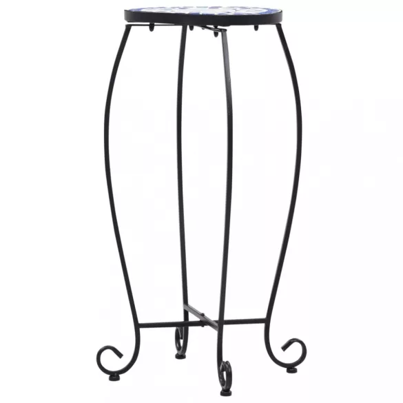 3 db kék és fehér kerámia mozaik asztal