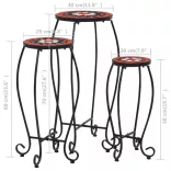 3 db terrakotta és fehér kerámia mozaik asztal