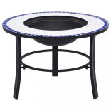 kék és fehér kerámia mozaik tűztál 68 cm