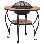 terrakotta kerámia mozaik tűztál asztallal 68 cm