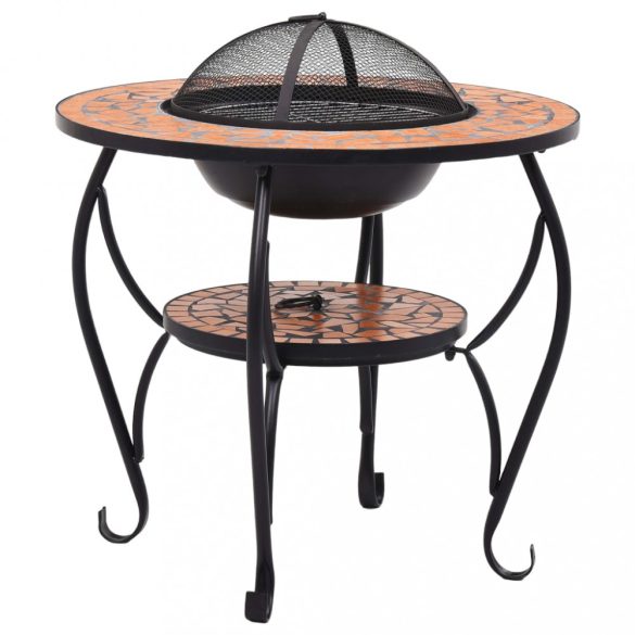 terrakotta kerámia mozaik tűztál asztallal 68 cm