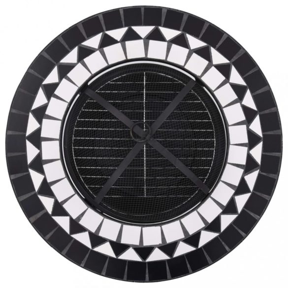 fekete és fehér kerámia mozaik tűztál asztallal 68 cm