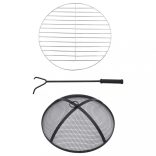 fekete és fehér kerámia mozaik tűztál asztallal 68 cm