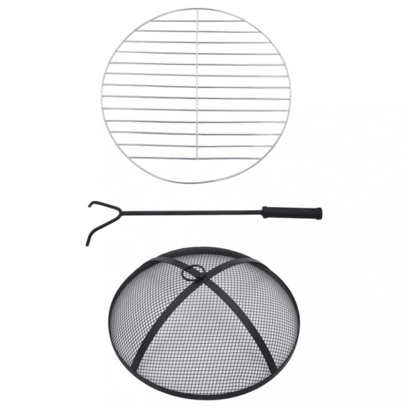 fekete és fehér kerámia mozaik tűztál asztallal 68 cm