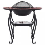 terrakotta és fehér kerámia mozaik tűztál asztallal 68 cm