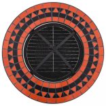 terrakotta és fehér kerámia mozaik tűztál asztallal 68 cm