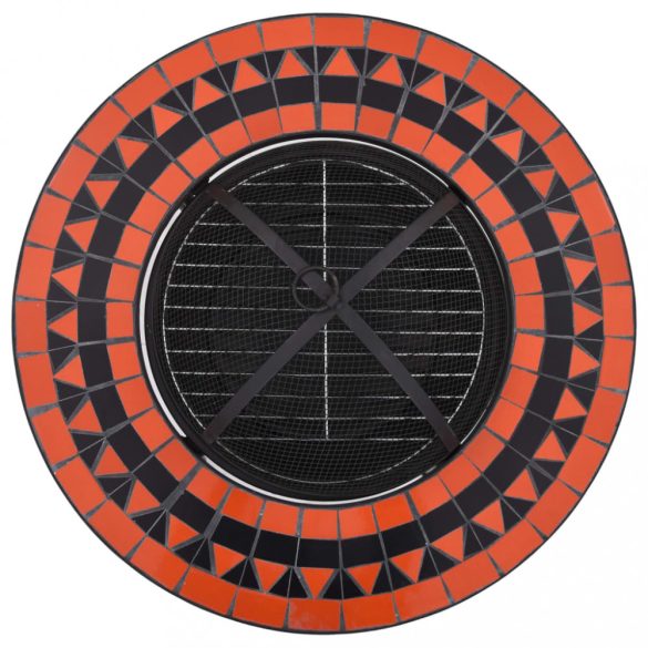 terrakotta és fehér kerámia mozaik tűztál asztallal 68 cm