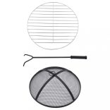 terrakotta és fehér kerámia mozaik tűztál asztallal 68 cm