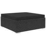 12 részes fekete polyrattan kerti bútorszett párnákkal