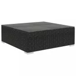 12 részes fekete polyrattan kerti bútorszett párnákkal