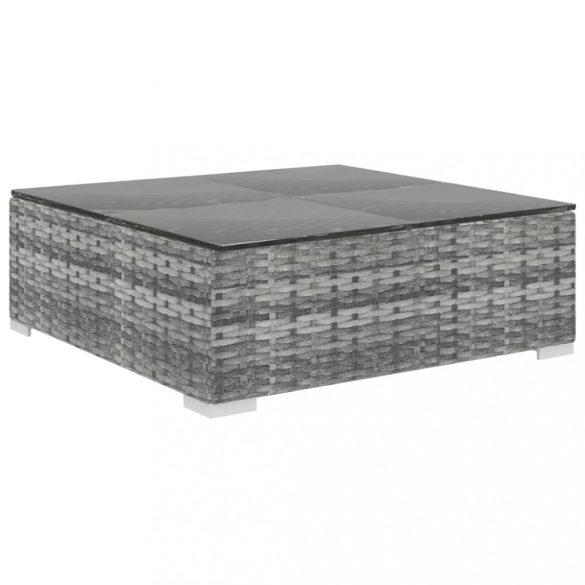 9 részes szürke polyrattan kertibútor-garnitúra párnákkal