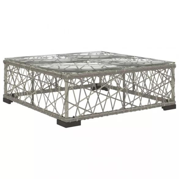 8-részes szürke polyrattan kerti bútorszett párnákkal