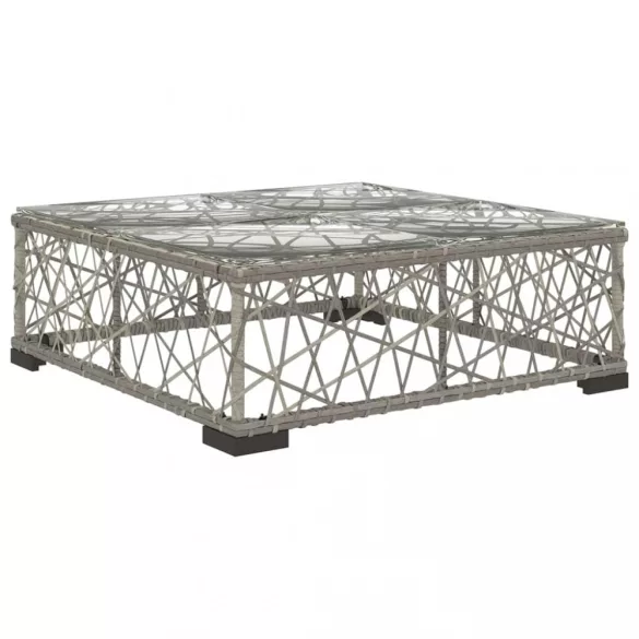 10-részes szürke polyrattan kerti bútorszett párnákkal