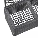 fekete rácsos polyrattan magaságyás 2 kaspóval 58 x 30 x 107 cm