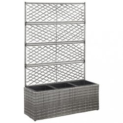   szürke rácsos polyrattan magaságyás 3 kaspóval 83 x 30 x 130 cm