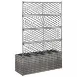 szürke rácsos polyrattan magaságyás 3 kaspóval 83 x 30 x 130 cm