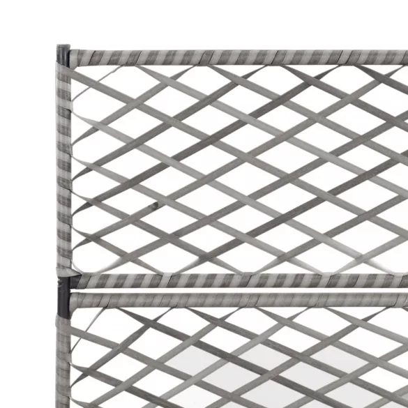 szürke rácsos polyrattan magaságyás 3 kaspóval 83 x 30 x 130 cm