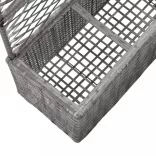 szürke rácsos polyrattan magaságyás 3 kaspóval 83 x 30 x 130 cm