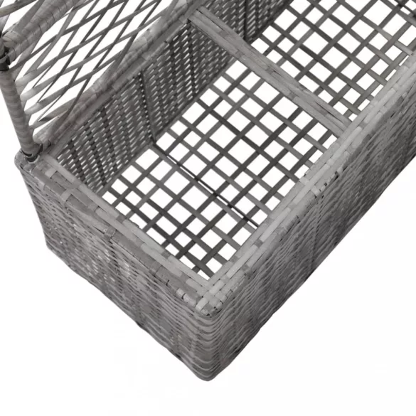 szürke rácsos polyrattan magaságyás 3 kaspóval 83 x 30 x 130 cm