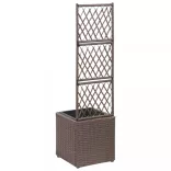barna rácsos polyrattan magaságyás 1 kaspóval 30 x 30 x 107 cm