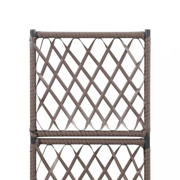 barna rácsos polyrattan magaságyás 1 kaspóval 30 x 30 x 107 cm
