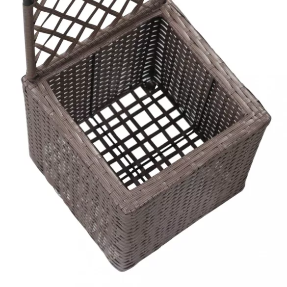barna rácsos polyrattan magaságyás 1 kaspóval 30 x 30 x 107 cm