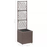 barna rácsos polyrattan magaságyás 1 kaspóval 30 x 30 x 107 cm
